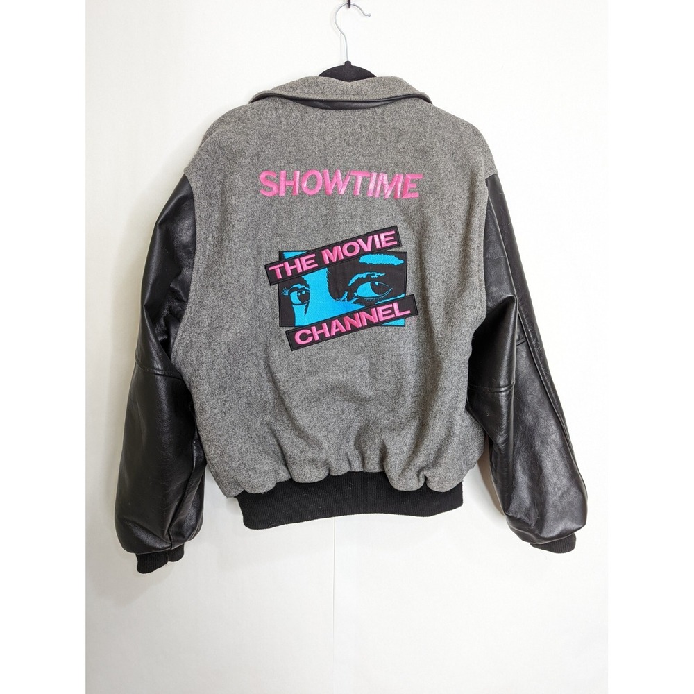 80s Vintage Wool Bomber Jacket SHOWTIME The Movie Channel  Size Large